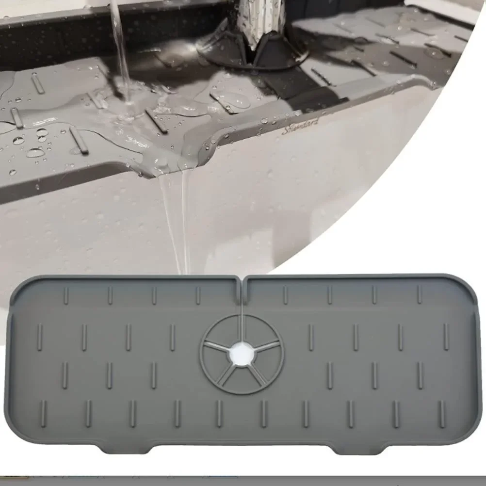 Faucet Mat Kitchen Sink Silicone Splash Pad Drainage Waterstop Bathroom Countertop Protector Quick Dry Tray