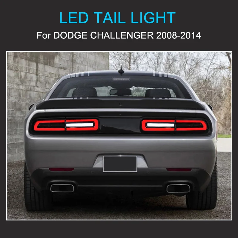 Zespół świateł tylnych LED do Dodge Challenger 2008-2014 Światła tylne Plug and Play z czerwoną / żółtą dynamiczną lampą tylną LED