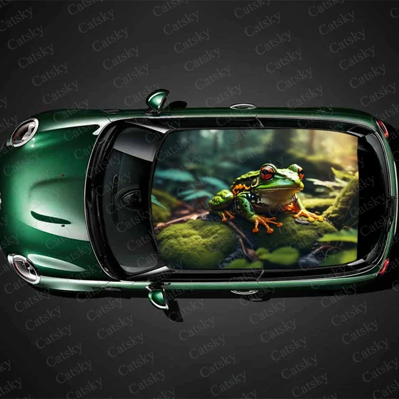 

Funny Tropical Frog Car Roof Sticker Wrap Racing SUV Accessories Packaging Painted PVC Custom Car Graphic Decal