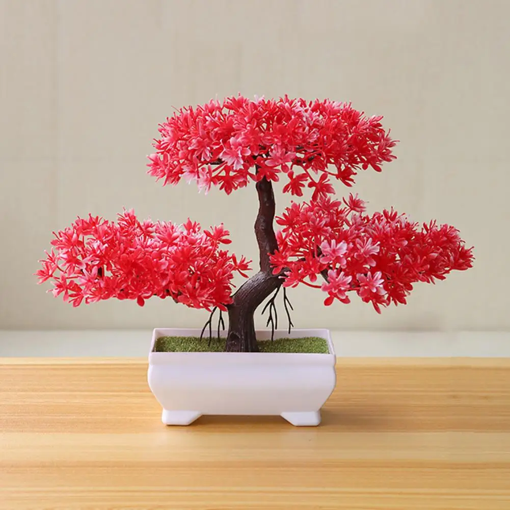 Plantas de plástico artificiais bonsai pequeno vaso de árvore planta falsa vaso de flores arranjo de jardim ornamentos quarto decoração de mesa de casa