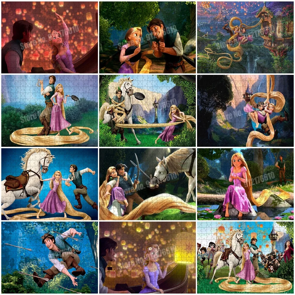 Rapunzel Jigsaw Puzzles Disney Movie Tangled Princess 1000 Pcs Paper Puzzles for Children Education Handicraft Home Decor Gifts