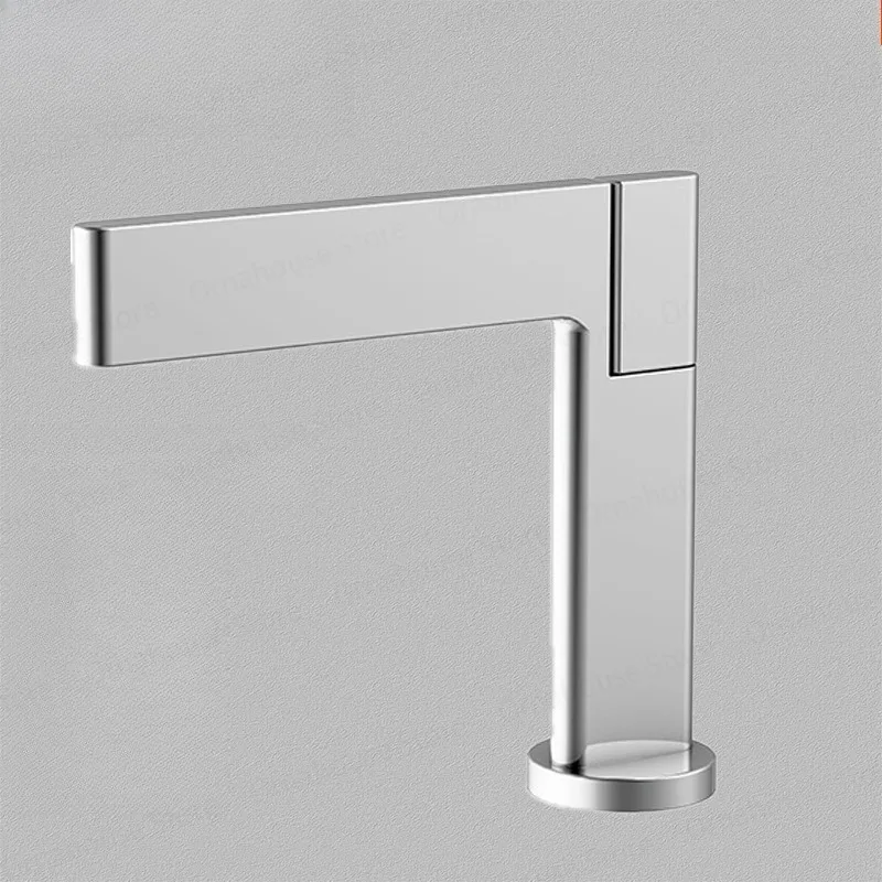 Basin Brass Faucet Right Angle Design  Sink Tap Chrome Grey Single Handle Hot Cold Water Fashion Minimalist Bathroom Faucet