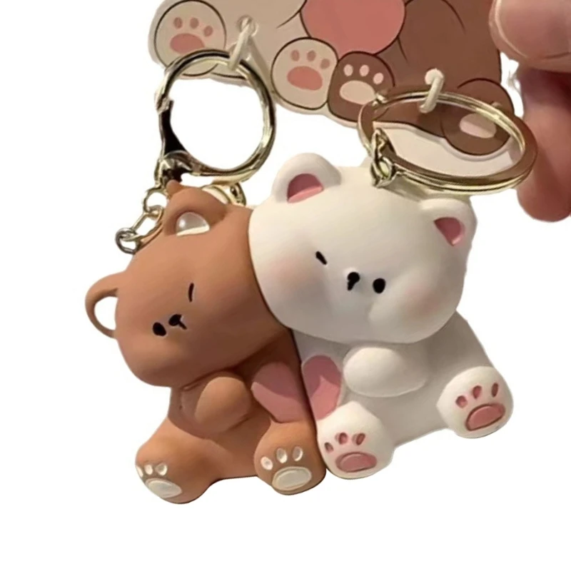 Attraction Bear Keychain Set Resin Keyring Bag Accessories for Couples C1FC