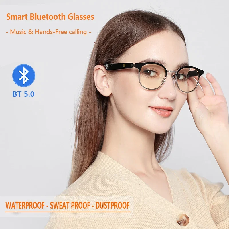 Smart Bluetooth Glasses Bluetooth 5.0 Smart Glasses Headset Sunglasses Mobile Phone Machinable Anti-UV Photochromic Eyewear