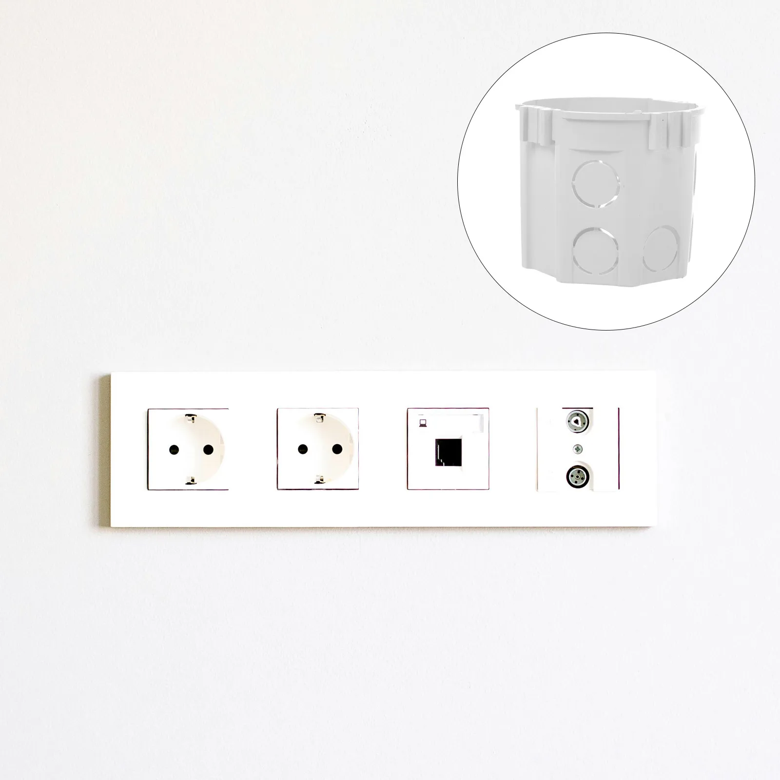 

2pcs Eu Standard Junction Box Weatherproof Outdoor Electrical For Home Office Commercial Durable Round Socket Base