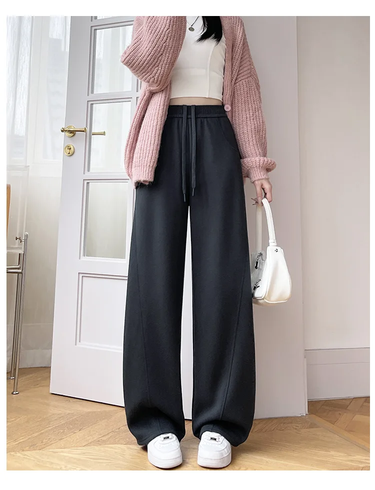 Pantalones de pierna ancha con cremallera rosa para mujer, fajas con volantes de primavera, gasa Hipster, liso, fluido, ocio, abertura drapeada, transpirable, elegante para ir al trabajo