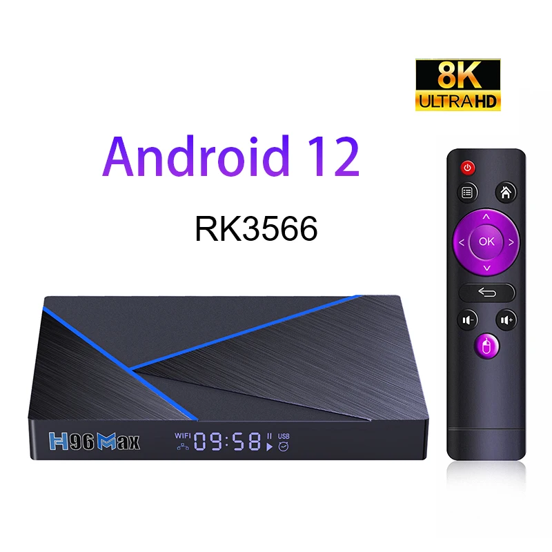 Smart TV Box H96 Max V56 Android 12 RK3566 Quad Core 2,4G/5G Wifi BT4.0 Media Player Home Android Set Top Box
