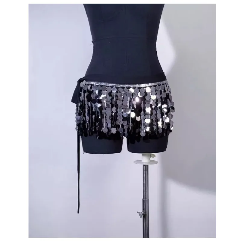 

customized belly dance costumes sequins tassel waist chain waist strap and hip scarf