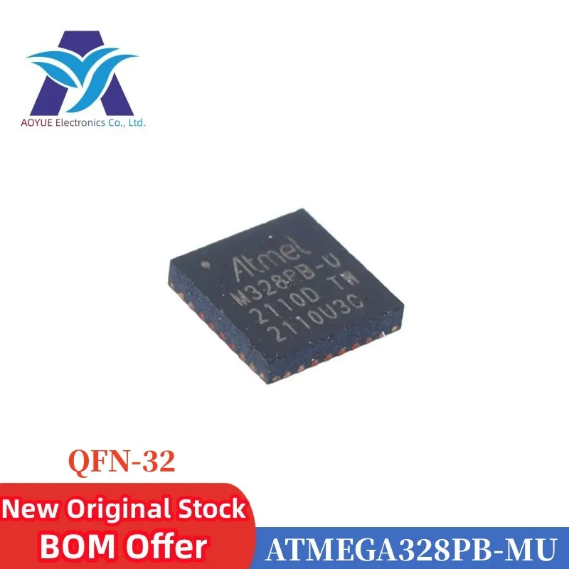 IN STOCK ATMEGA328PB-MU ATMEGA328PB-MUR Marking: M328PB-U 20MHz MCU 8-bit AVR RISC 1.8V~5.5V 32KB Flash 32-Pin VQFN EP Tray TR