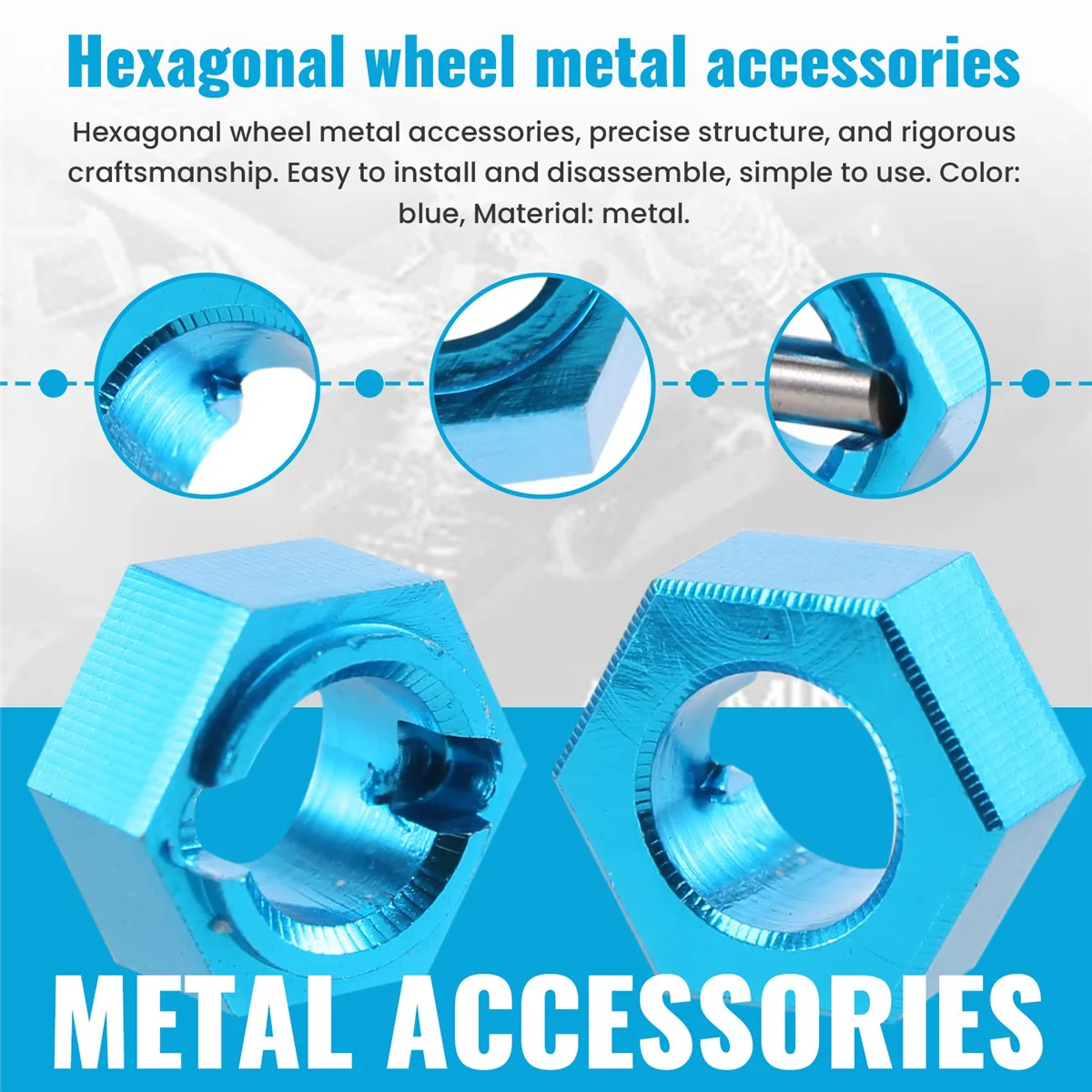BFYLW A949-11 Алюминиевые шестигранные колеса, шестигранные штифты ступицы сиденья, 7 мм, обновленные детали для Wltoys 1/18 A949 A959 A969 A979 K929 RC Car