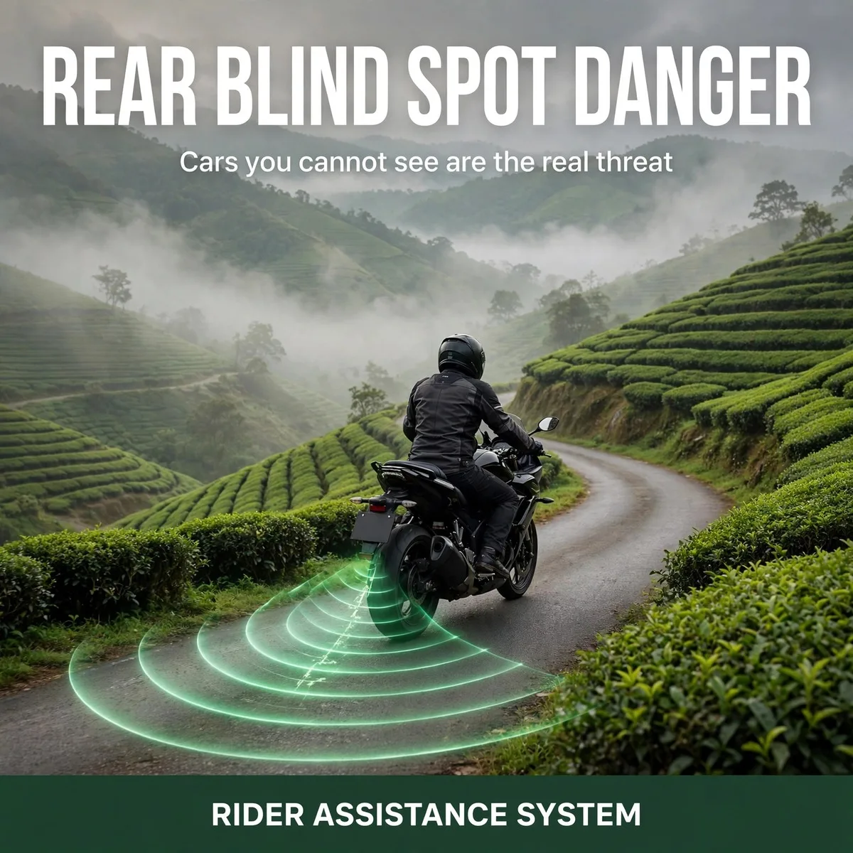 77GHz Motorcycle Blind Spot Radar – Tea Garden Series, Dual Amber LED Mirror Indicators, BSD 8.4m / LCA 50m, IP67, 9–24V DC