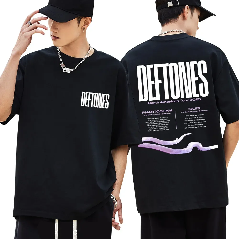 Deftones North American Tour moda Retro camisetas para hombres y mujeres 2025-26 verano puro algodón 100% camisetas sueltas estampadas