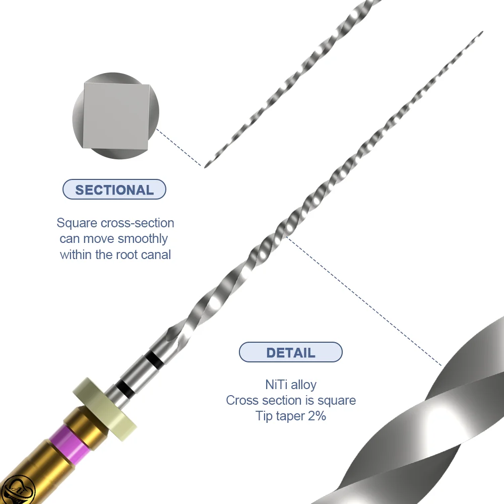 AI-PS Loving File Dental Endodontic Files 25mm Tip Taper 2% Heat Activated for Root Canal Treatment 6pcs/pack or 10sets/box