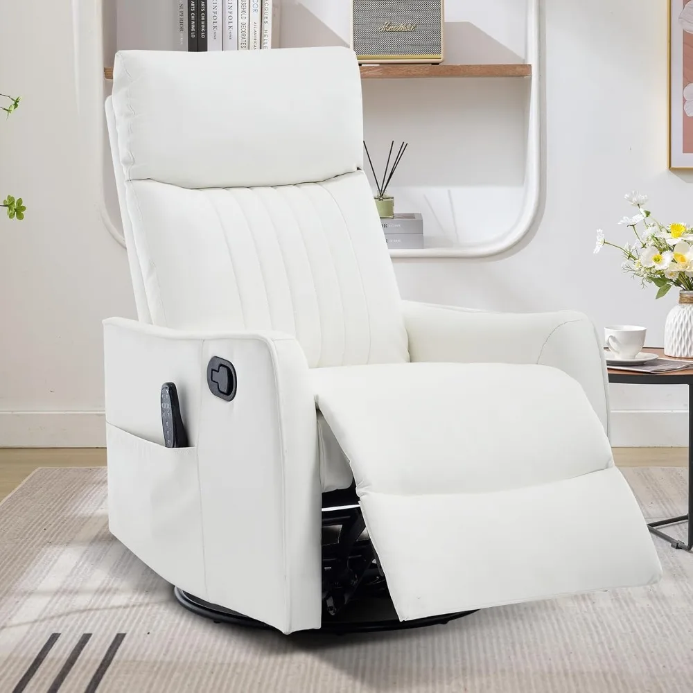 

Rocker Recliner Chair, 360° Swivel Recliner with Heat and Massage, Rocker Recliner Upholstered Fabric Nursery Glider Recl