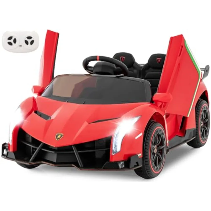 

2 Seater Kids Ride on Car, 12V 4WD Licensed Powered Electric Vehicle with Hydraulic Doors, Rocking Mode, Adjustable Speeds, Remo