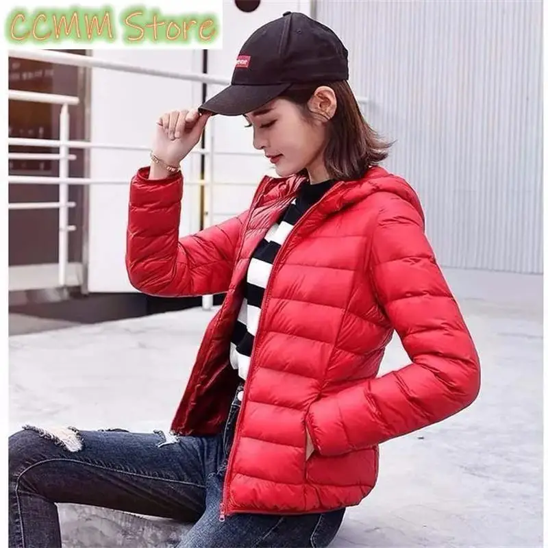 Autumn Winter New Parkas Down Coat Women's Short Stand-UP Collar Hooded Warm Cotton Padded Jacket Large Size Outcoat Female Tops