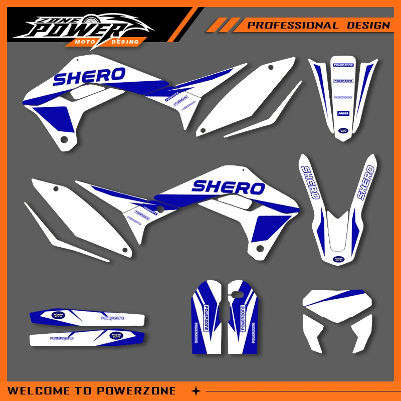 

POWERZONE мотокросс команда графический фон наклейки наборы наклеек для SHERCO SE SEF 2017 2018 2019-2023 SE индивидуальный номер 02
