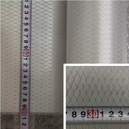 

240gsm 2x2 Football honeycomb pattern fabric Glass carbon blend plating Silver fabric， 40" inch / 100cm width 1m lengh