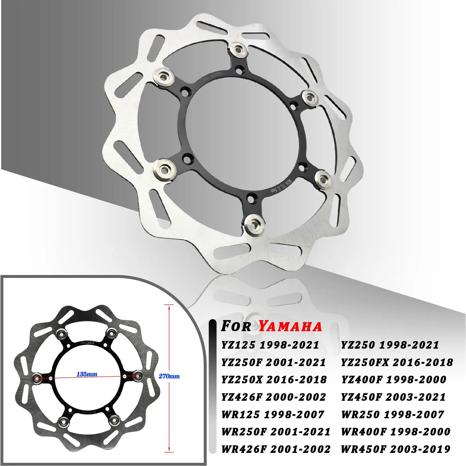 Motorcycle 270mm 245mm Front Rear Brake Disc Rotor Disk For Yamaha YZ125 YZ250 1998-2021 YZ250F YZ450F 2001-2021 WR250F WR450F