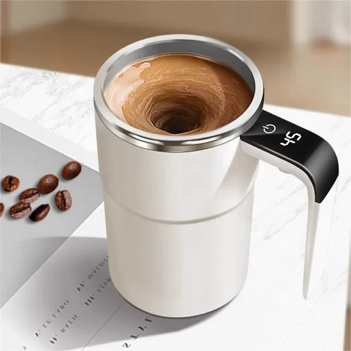 Intelligent temperature measurement display magnetic electric protein shaker cup smart mug self mixing cup Coffee Mug with Lid