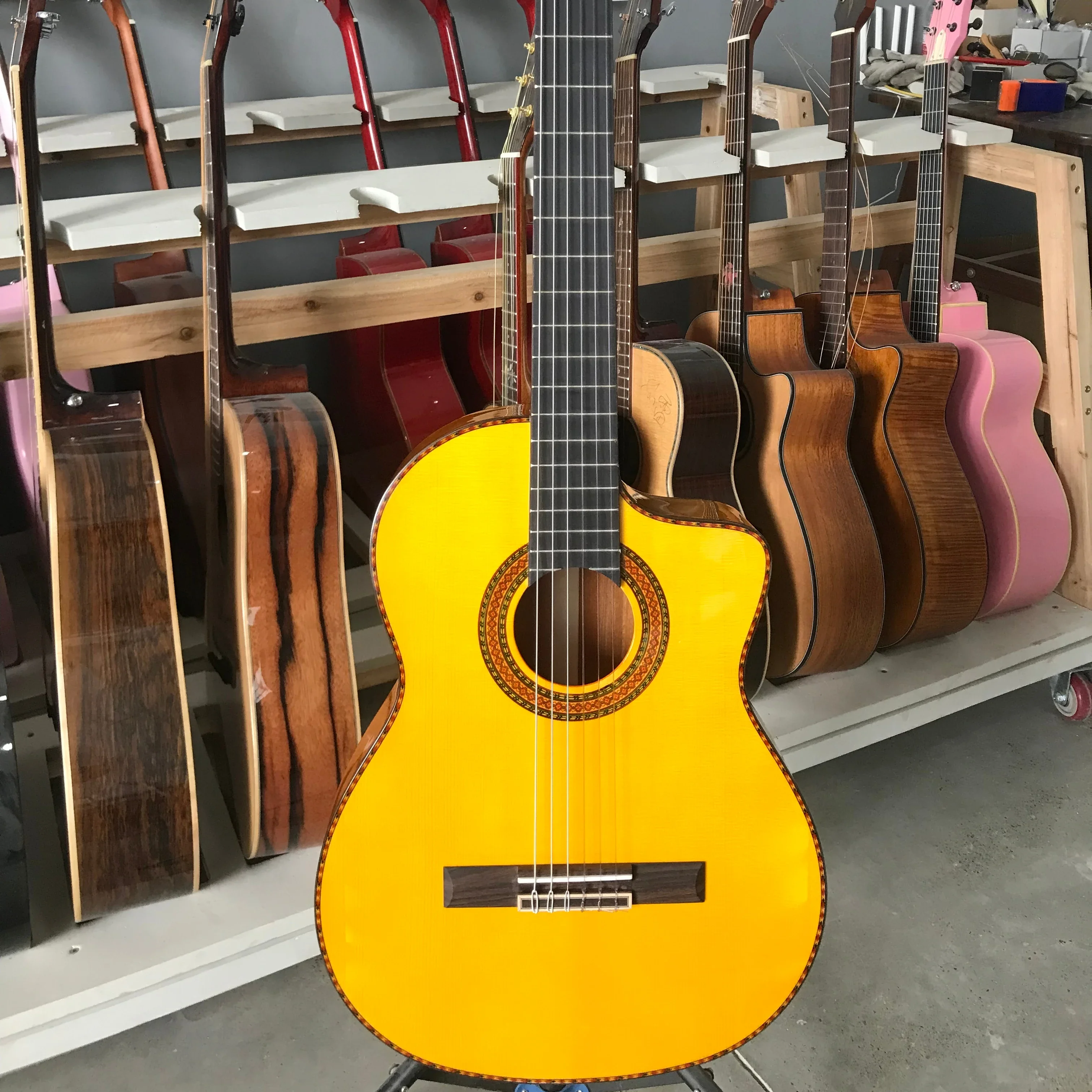 High Quality Spanish Flamenco Classic Guitar Handmade Professional Grade Instrument Solid Spruce Rosewood Nylon Matt