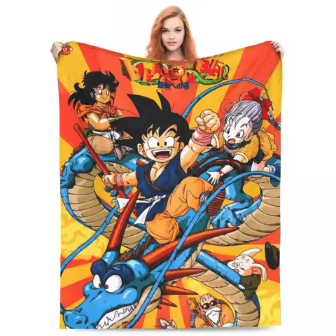 Goku Dragon Ball Blanket Anime Manga Flannel Funny Warm Throw Blanket for Bedding Lounge Winter