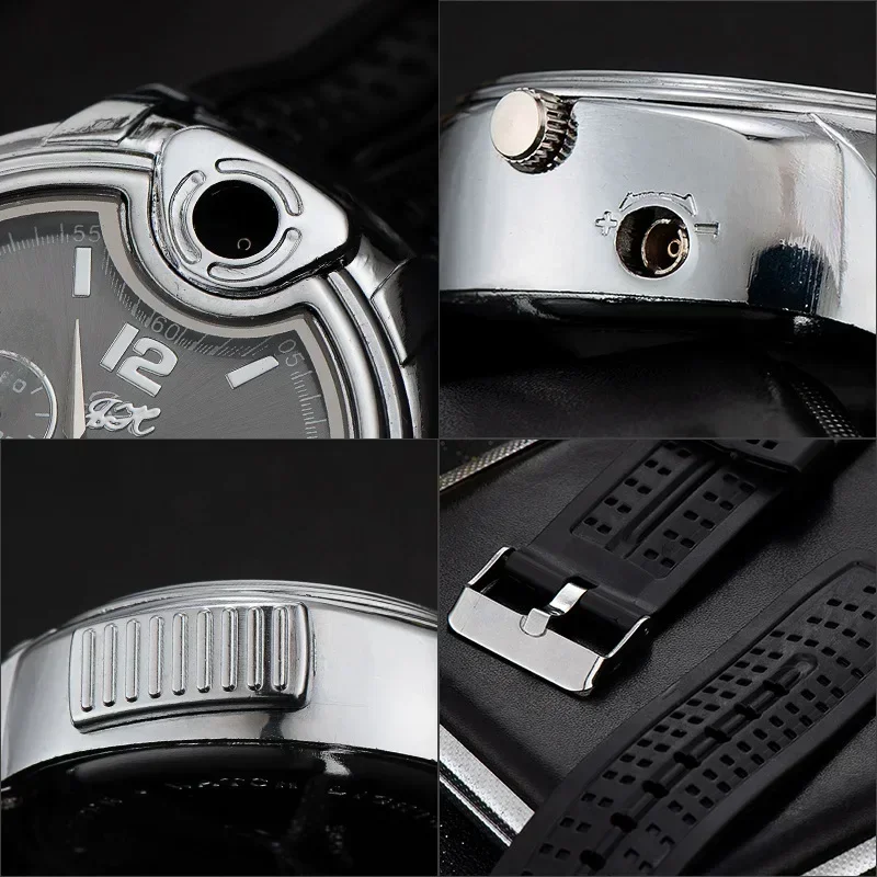 New Unusual Creative Men's Watch Gold Portable Lighter Windproof Flameless Charging USB Cigarette Lighter Tool Exquisite Gift view 5