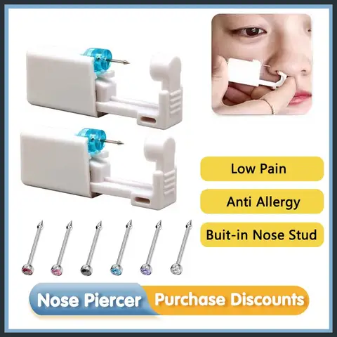 1pc Disposable Nose Piercing Gun With Built-In Nose Stud-Nose Piercing Kit