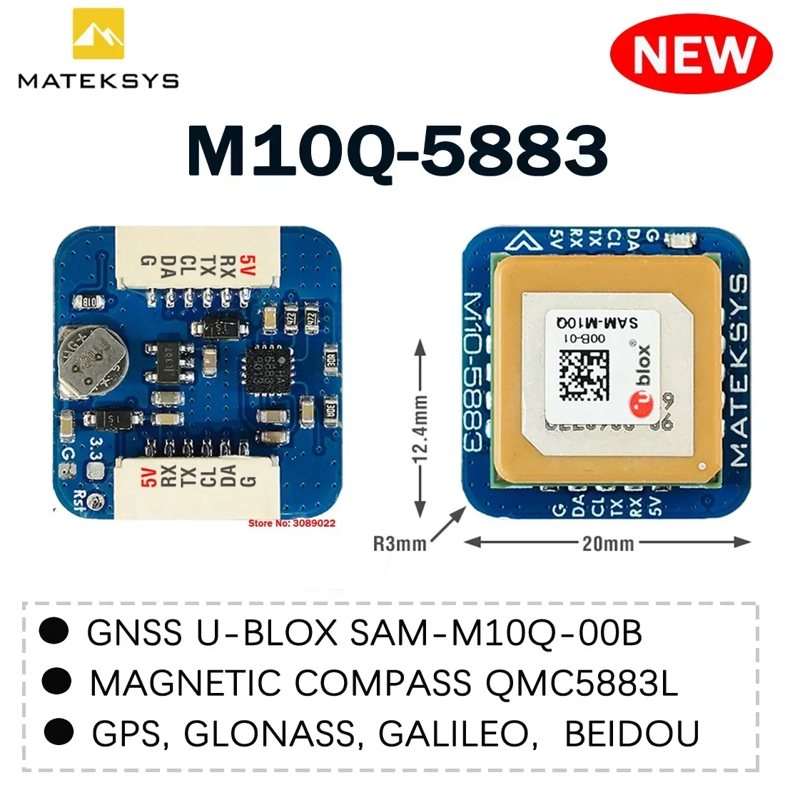 Matek M10Q-5883 GPS GNSS مع بوصلة QMC5883L وحدة رقمية AirSpeed 4 ~ 9 فولت لطائرة سباق FPV بدون طيار