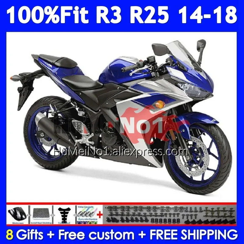 Body For YAMAHA YZF R3 R25 R 3 YZF-R3 Silver blue YZFR25 373No.38 YZF-R25 YZFR3 2014 2015 2016 2017 2018 14 15 16 17 18 Fairing