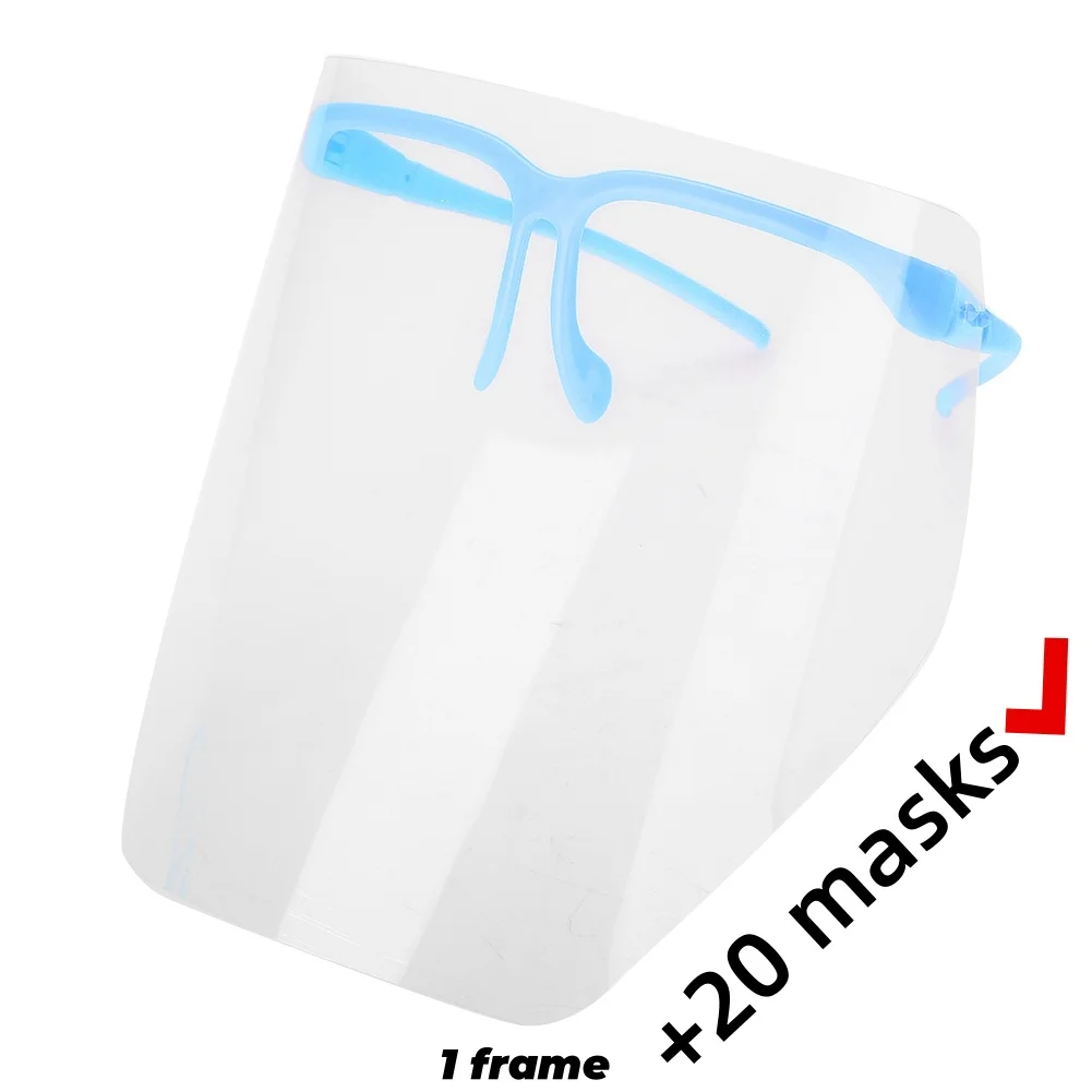 

20pcs films Visors masks + 1 Frame Adjustable Dental Face Shield Guard Shields Protective Mask Anti-Fog Dustproof Lab Equipment