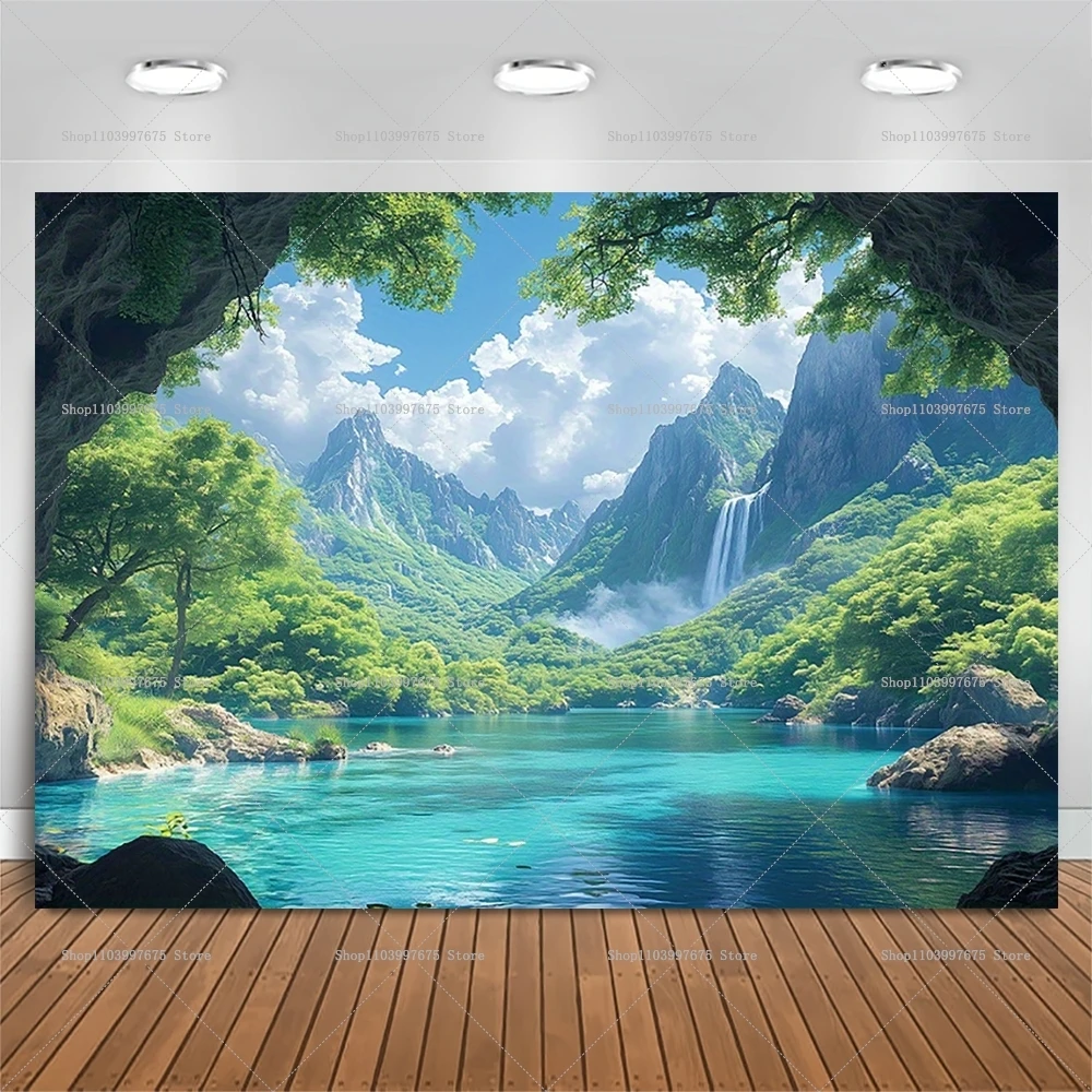 Natur Tropischer Wasserfall Kulissen Party Dekorationen Fotografie Hintergrund Banner Studio Photo Booth Requisiten Party Supplies