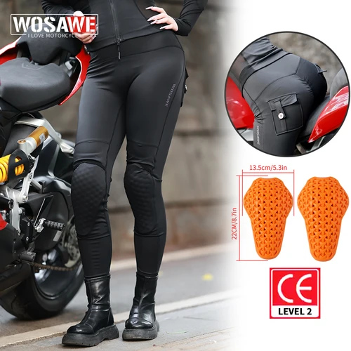 WOSAWE, pantalones de motocicleta para mujer, pantalones reflectantes de cintura alta anticaída para motociclista, pantalones de carreras para Fitness, pantalones de gimnasio, cadera melocotón miel