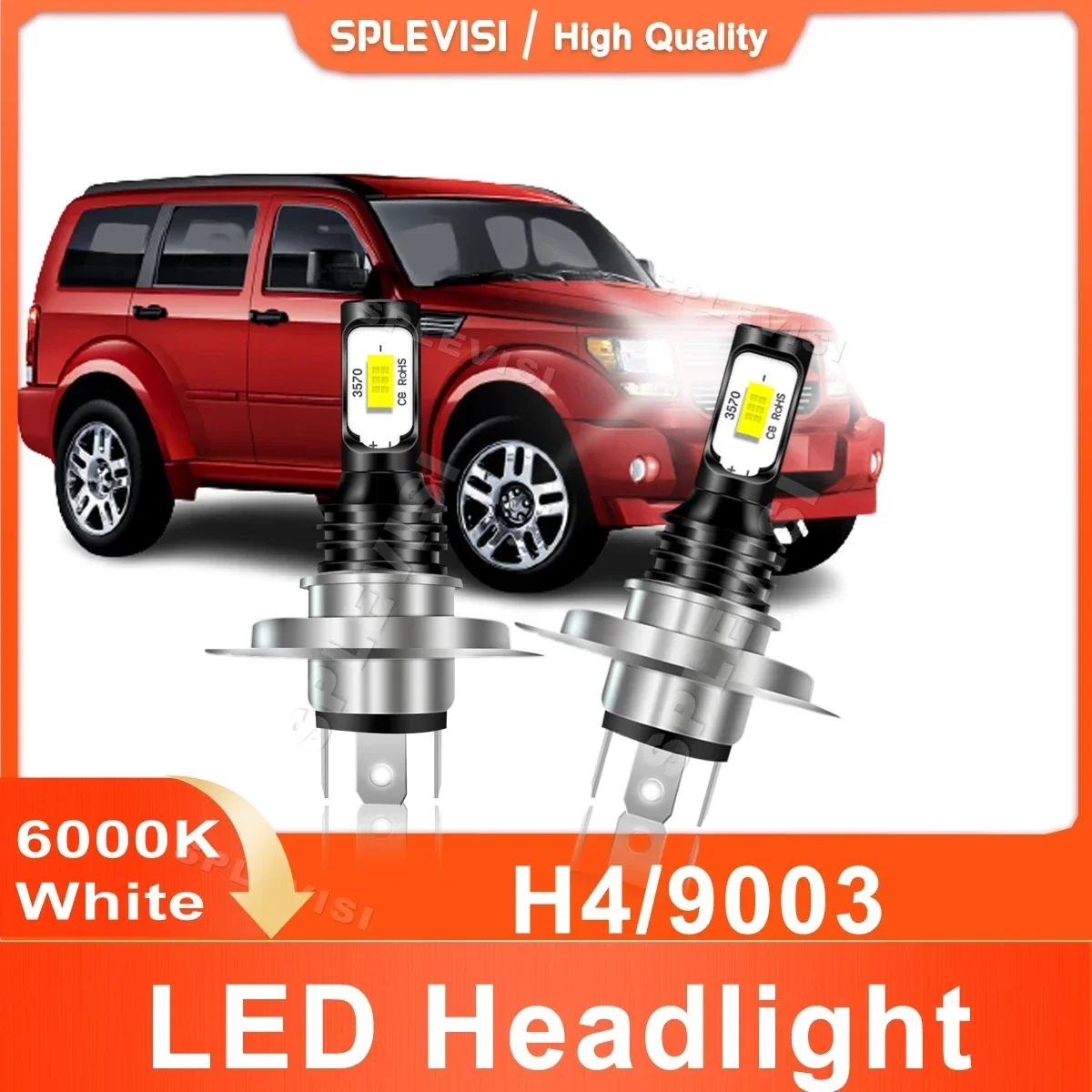 2PCS 6000K XID White H4/9003 LED Headlight High Low Beam Compatible For Seat Ibiza MK4 2012 2013 2014 2015 2016 2017 Car Light