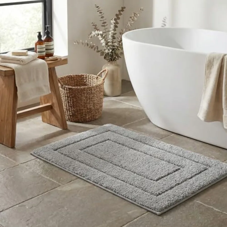 Gray Bathroom Rugs Bath Mats for Bathroom Non-Slip Super Soft and Water Absorbent Microfiber Bath Rugs Machine Wash Dry Bath Ru