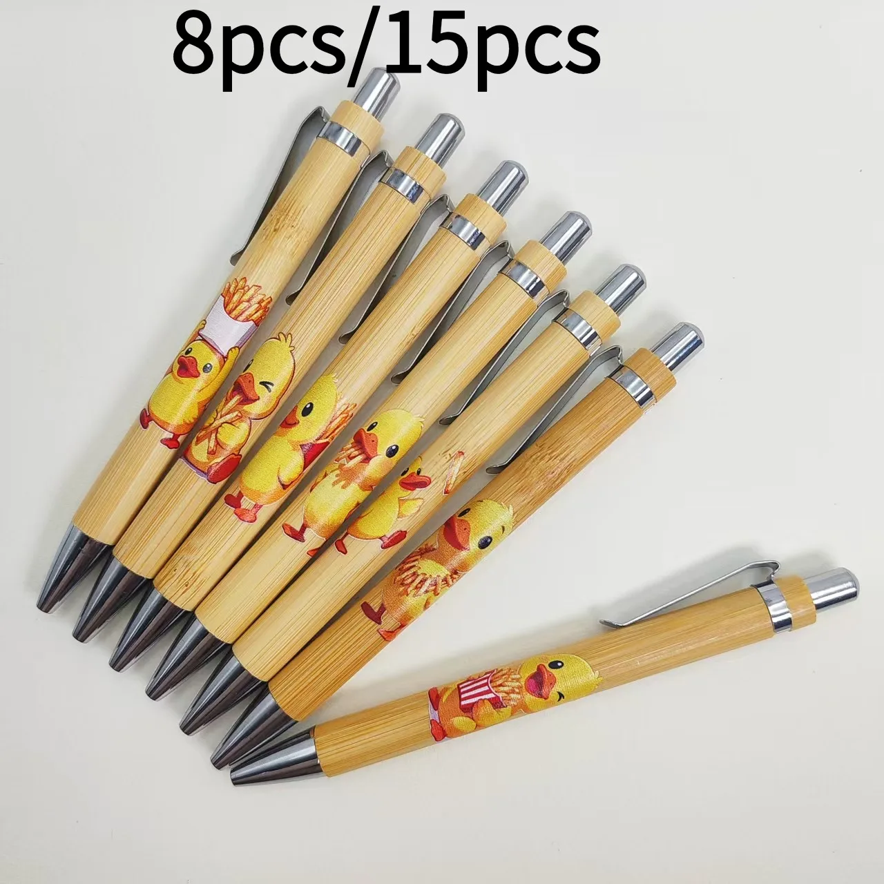 

8pcs/15pcs Happy Duck Series Ballpoint Pen Creative Happy Duck Theme Gift Pen Student Writing Signature Stationery