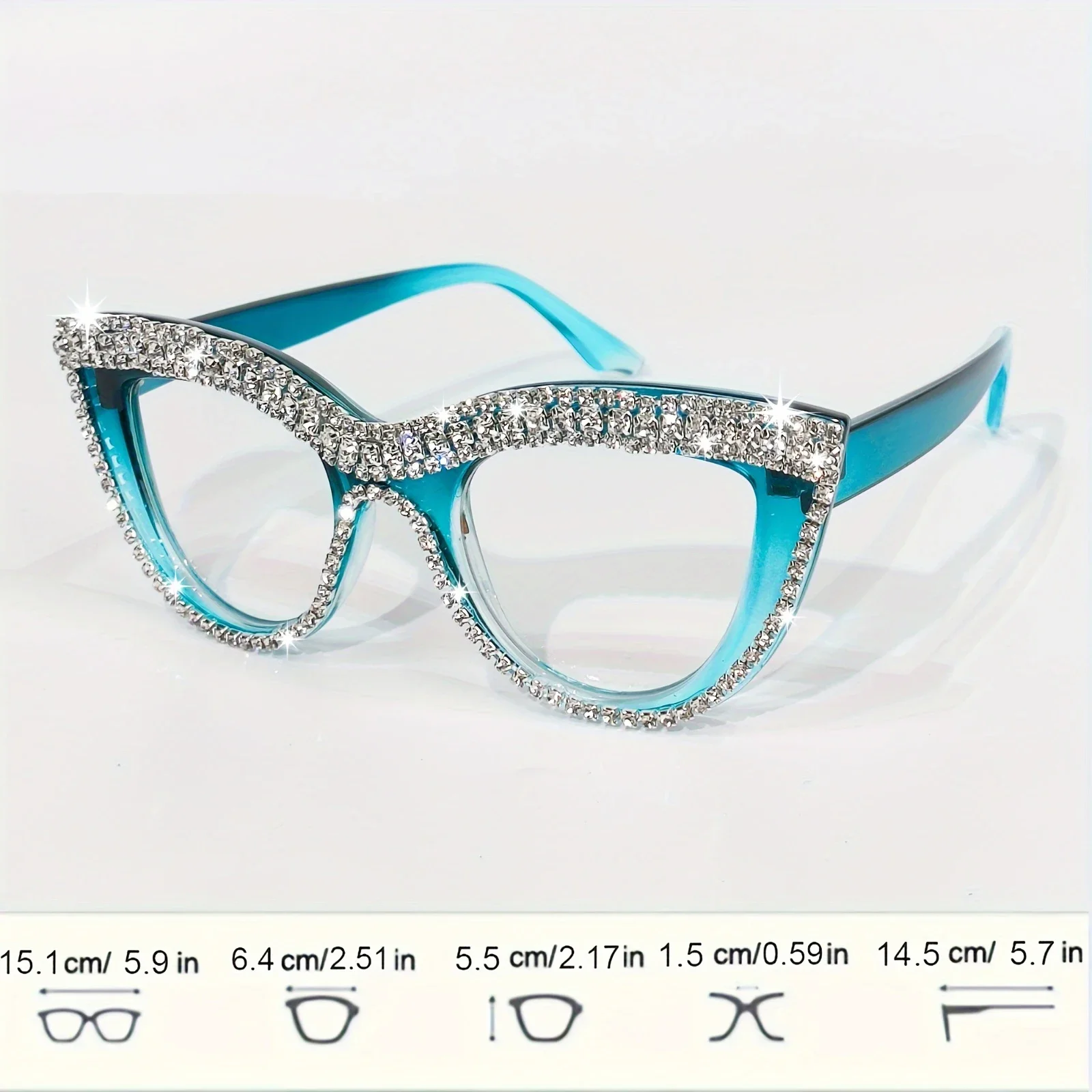 Cat Eye Rhinestone Reading Glasses Elegant Fashion Glitter Eyeglasses Readers for Women Men from +1.0 to +4.0