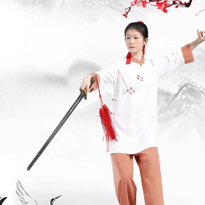 

Элегантный женский костюм для ушу и тай-чи, китайская униформа кунг-фу с жидкой драпировкой, дышащий и удобный для занятий боевыми искусствами