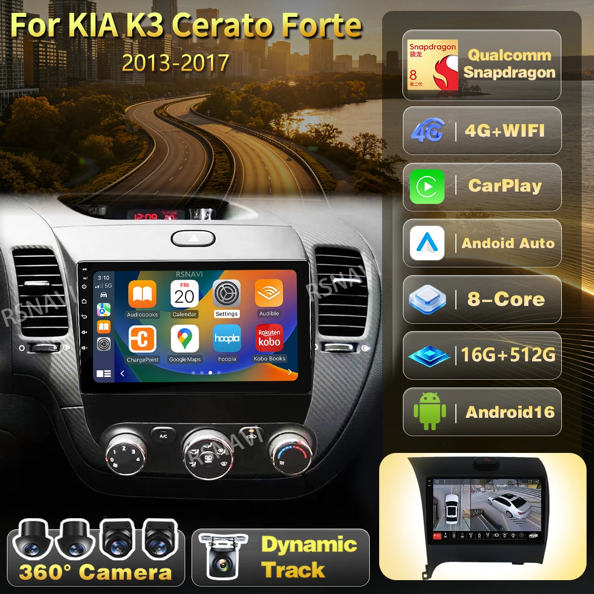 Qualcomm Android 16 For KIA K3 CERATO FORTE 3 YD Tuner 2013 - 2017 Multimedia Player Carplay Auto Radio GPS Navigation Autoradio
