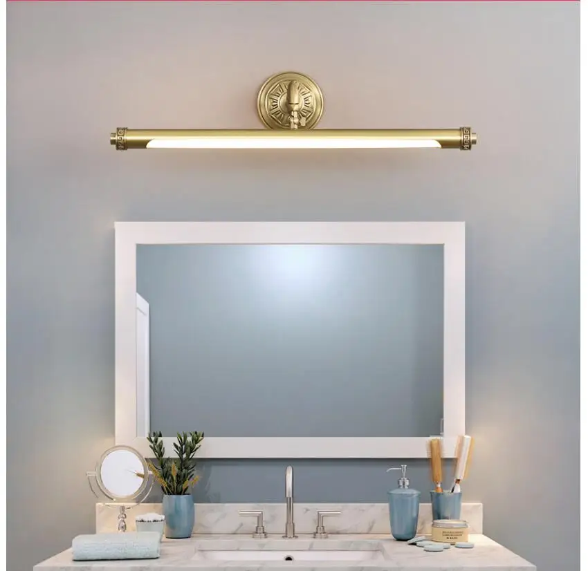 

Newly Decora Copper Bathroom Wall Light LED 41cm 56cm 71cm Europe Mirror Lamp for Bedroom Dressing Vanity Room Picture Lighting