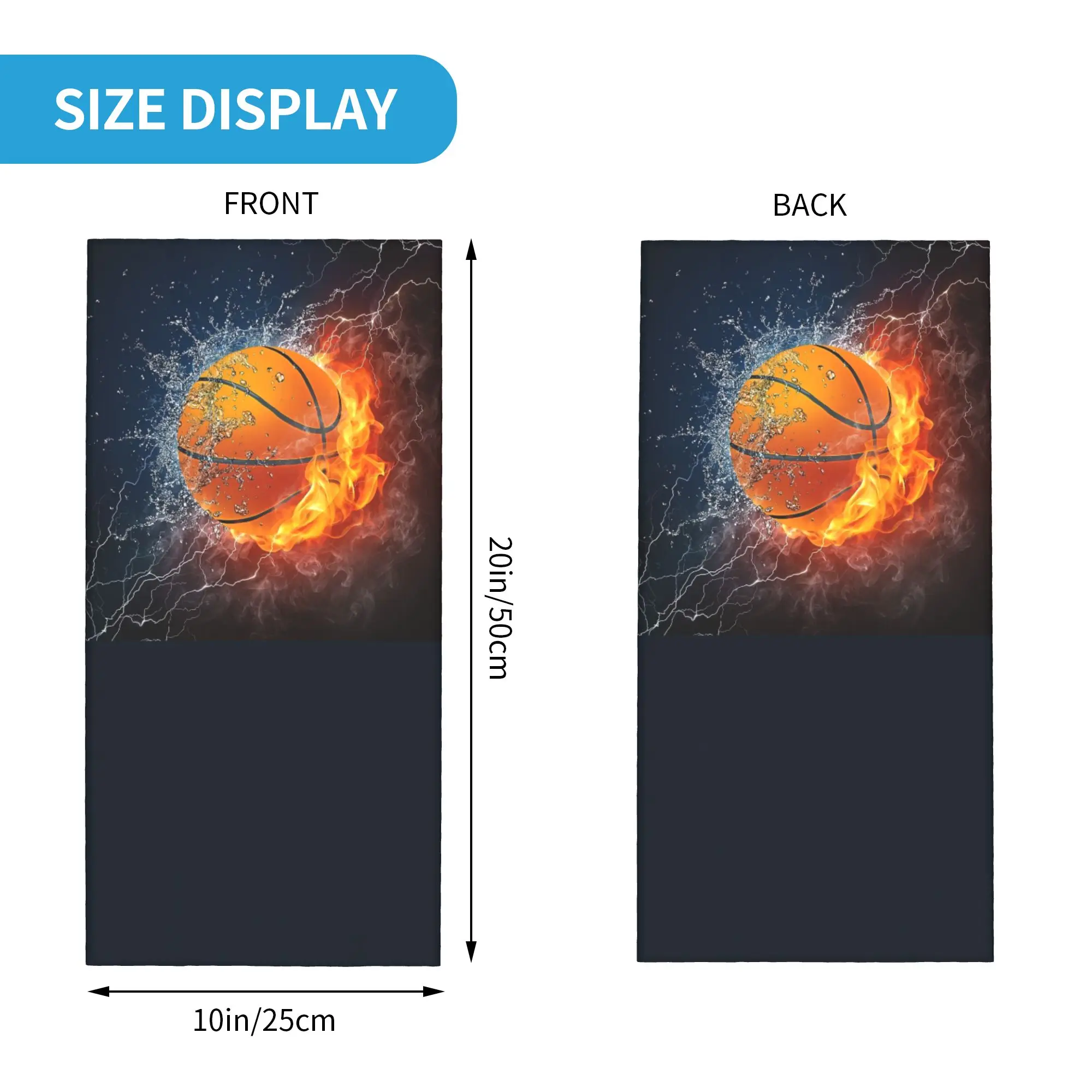 Custom Basketball ice And Fire Bandana Neck Gaiter UV Protection Face Scarf Cover Men Women Sport Player Headwear Tube Balaclava