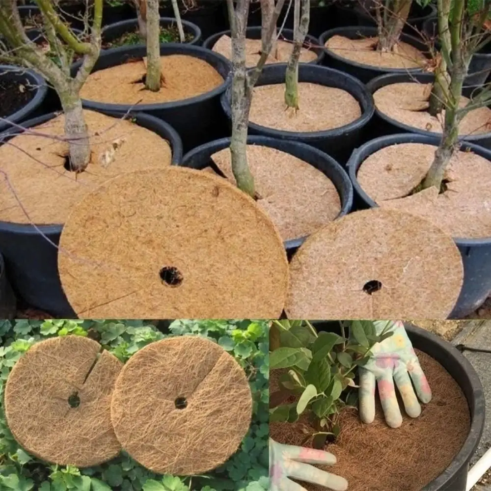 Thick Flower Pot Disc Mat Anti Grass Natural Coconut Fiber Weeding Barrier Flower Pot Leak-proof Mat Garden Accessories