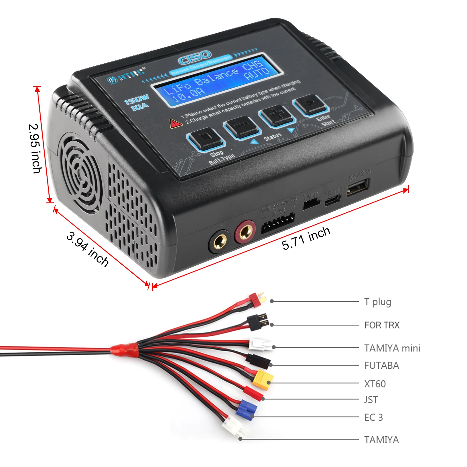 HTRC شاحن بطارية C150 التيار المتناوب تيار مستمر 150 واط 10A مفرغ ل يبو LiHV الحياة ليلون NiCd NiMh Pb بطاريات يبو شاحن شاحن ميزان