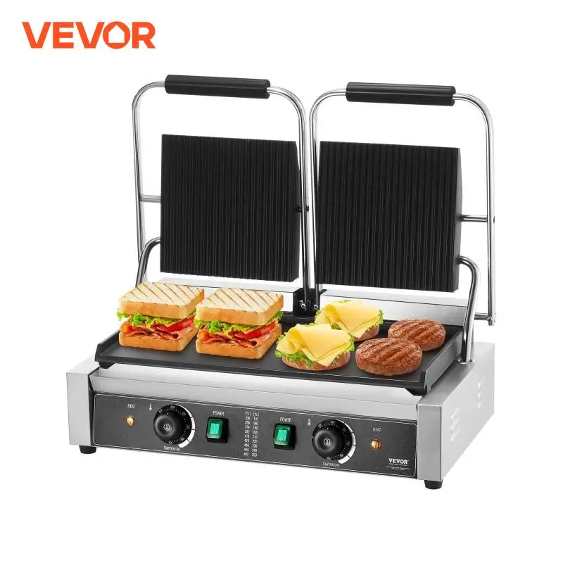 VEVOR Commercial Panini Grill 3600W Electric Sandwich Panini Maker with Temp Control And 19\