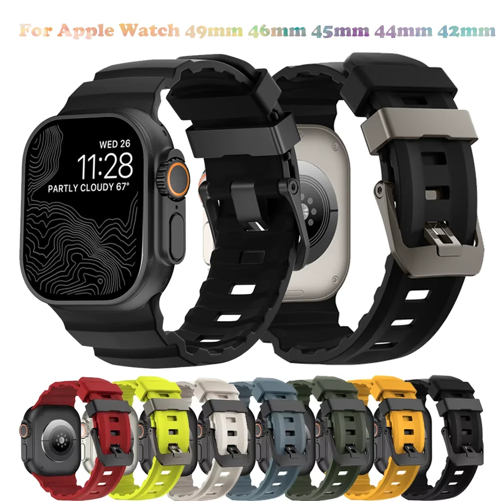 Trail Silicone Band for Apple Watch Ultra 2 49mm Strap Series 10 46mm 9 8 7 45mm Rubber Bracelet Belt iWatch 6 5 SE 44mm Correa