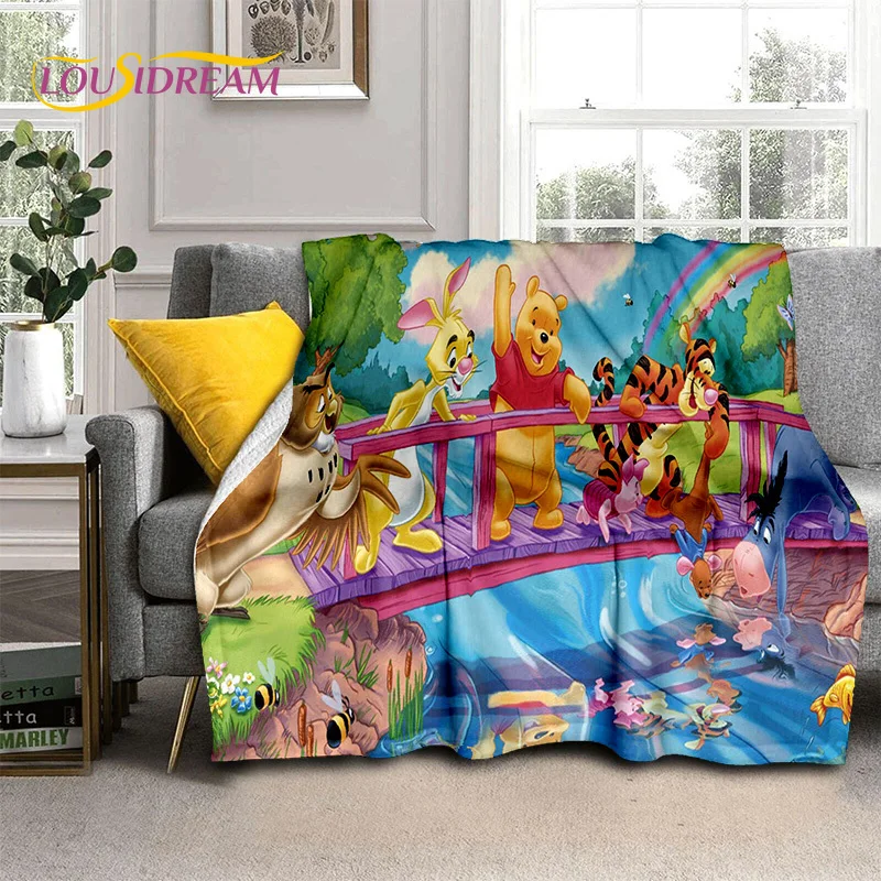 Cute Winnie Pooh Bear Cartoon Soft Flannel Blanket for Bed Bedroom Sofa Picnic,Throw Blanket for Outdoors Leisure Gift Kid Cover