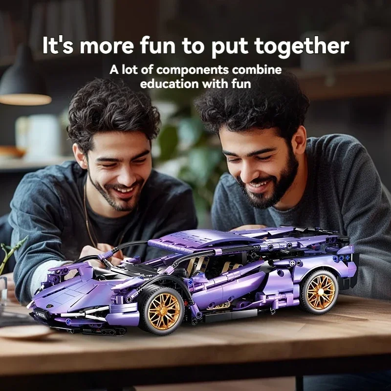 2025 technique Super vitesse violet voiture de Sport bricolage assemblage créatif briques vitesse conception tige cadeau éducatif pour enfants anniversaire