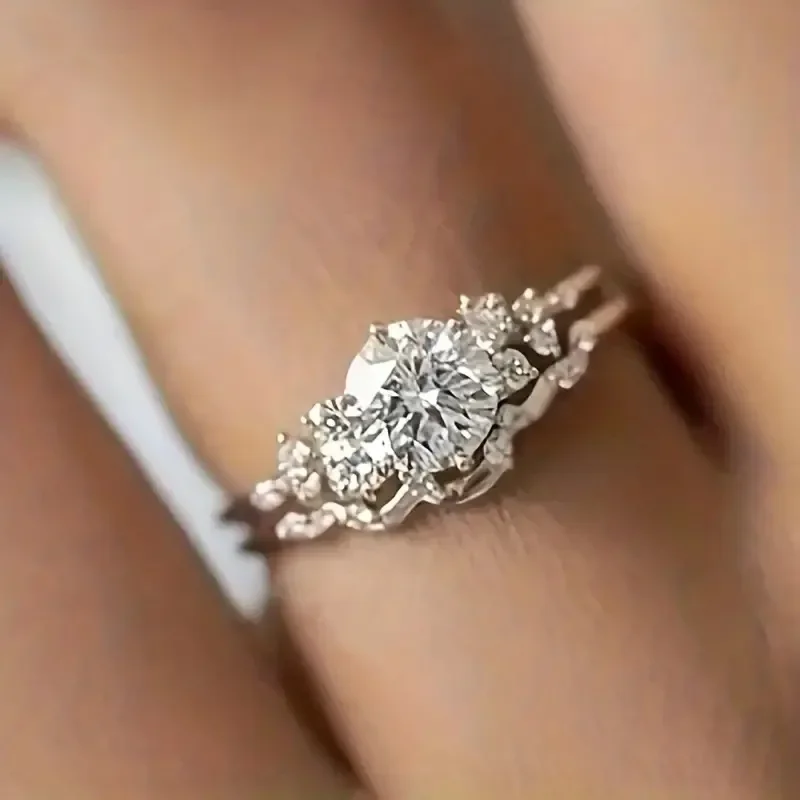 European and American Exquisite Paired Ring for Women's Elegant and Atmospheric Wedding Micro Inlay Design Jewelry Accessories
