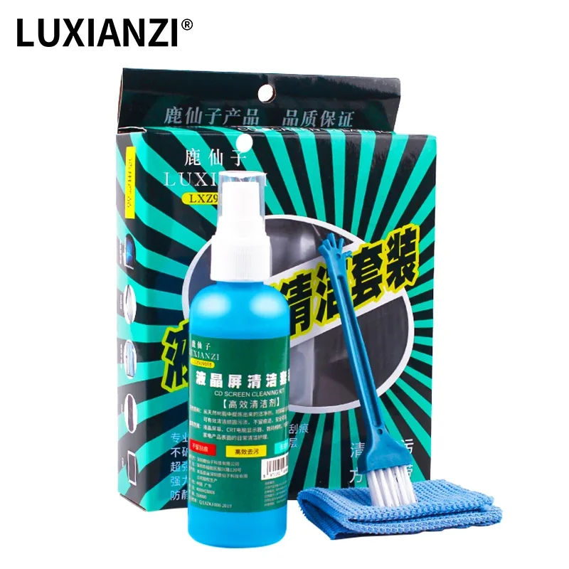 LUXIANZI 3 IN 1 Screen Cleaning Kit With Brush Cloth For Phone Pad TV Tablet LCD Screen Camera Lens Liquid Spray Cleaner