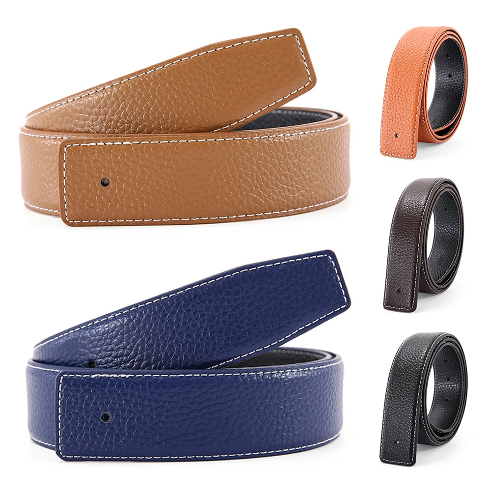 

110CM Without Belt Buckle Men's Belt Luxury Brand High Quality Business Casual Genuine Leather Pin Buckle Belt Replacement Belt